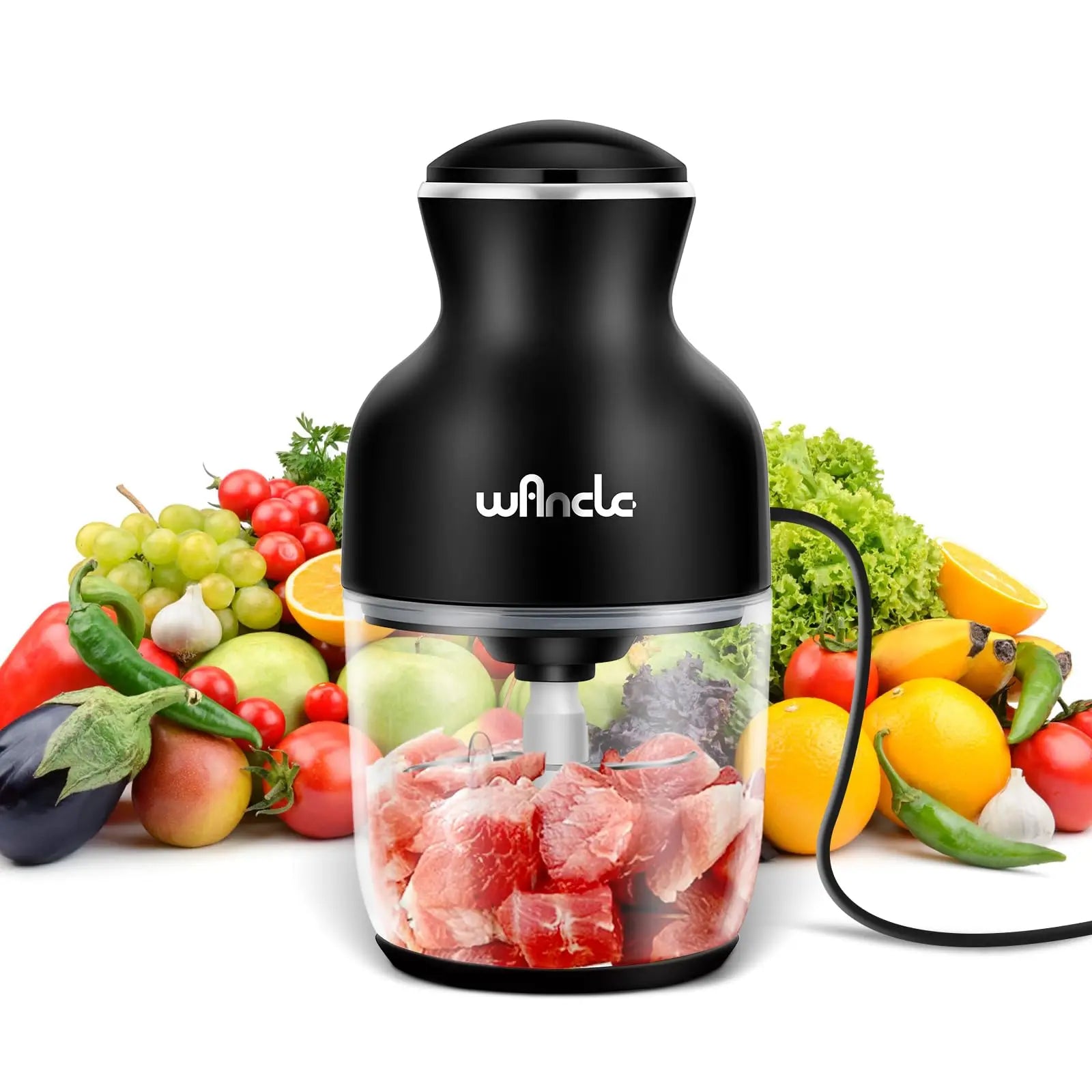 Wancle Electric Meat Grinder Kitchen Chopper Stainless Steel Blade Vegetable Garlic Crusher Household Food Processor Blender