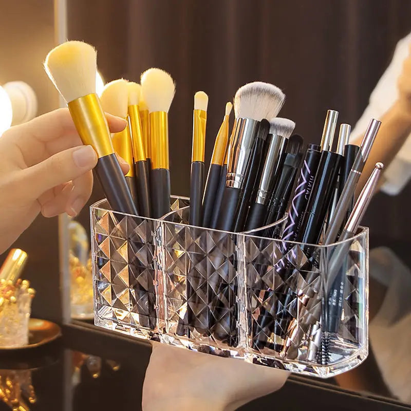 Diamond Cosmetic Storage Box Makeup Brush Holder Organizer Lipstick Eyebrow Pencil Bathroom Storage Display Stand Acrylic