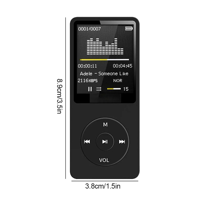 1.8in Screen MP3 Music Player Audio Player HIFI FM Radio Recording E-Book Multifunction Portable Walkman for Running Walking