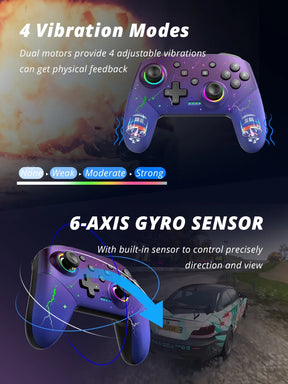 Data Frog Wireless Controller For Nintendo Switch OLED/LITE/PC Console Pro Gamepad with Programmable Turbo Function RGB Light