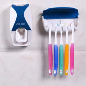 Hot Sale Automatic Toothpaste Dispenser Family Toothbrush Holder Wall Mount Rack Bathroom Tools Set