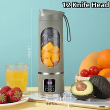 2024 New Household Charging MINI Crushed Ice Electric Juicer Powerful Motor 450ML Large Capacity Digital Display Juice Cup