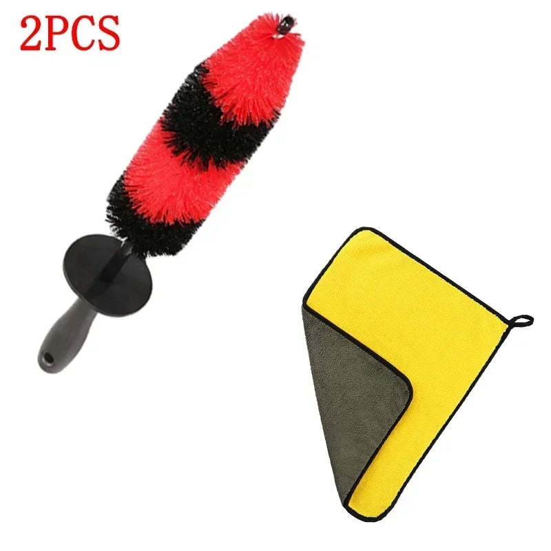 Car Universal Wheel Wash Brush Set Car Tire Rim Cleaning Tools Motorcycle Wheel Wash Brush Auto Detailing Washing Accessories