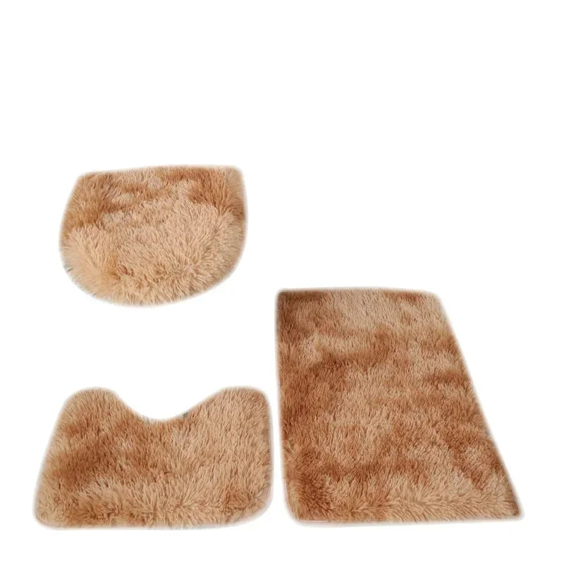 Tie-dye Fur Carpet Toilet Three-piece Non-slip Mat Bathroom Absorbent Set