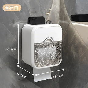 Toilet Paper Holder Box holder Bathroom Rack Waterproof Reel Tissue Storage Box Punch-free Kitchen Bathroom Storage Holder