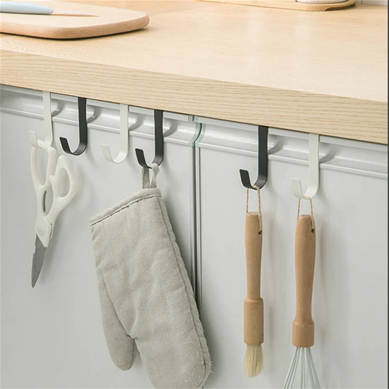 S-Shaped Metal Hook Cabinet Door Hanging Rack Gadgets Holders Desk Shelves Kitchen Utensils Storage Organizer Bathroom Accessori