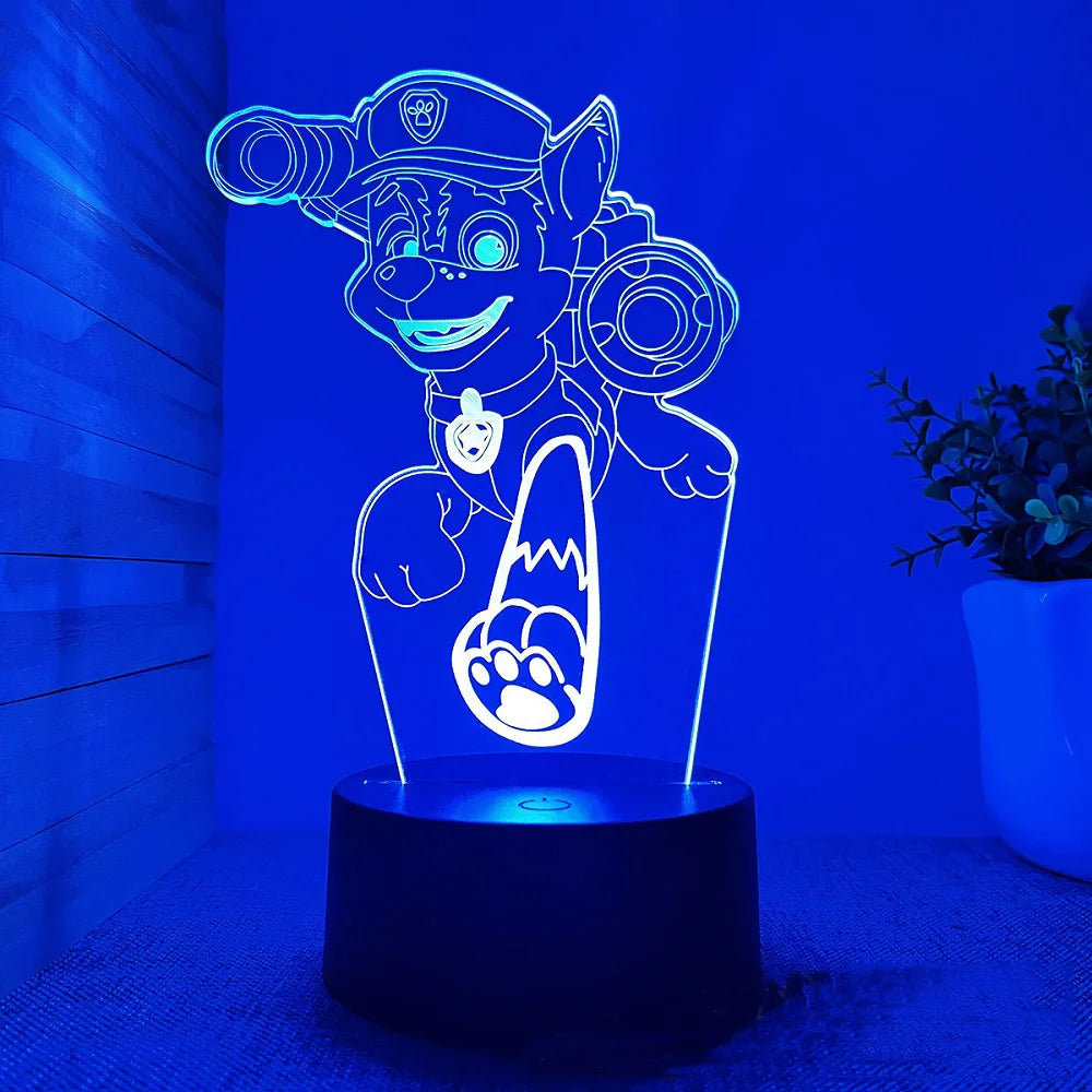 Dog Patrol 3D Night Light Touch Remote Control 16 Colors Auto Gradient LED Night Light Home Decoration Christmas Kids Gift