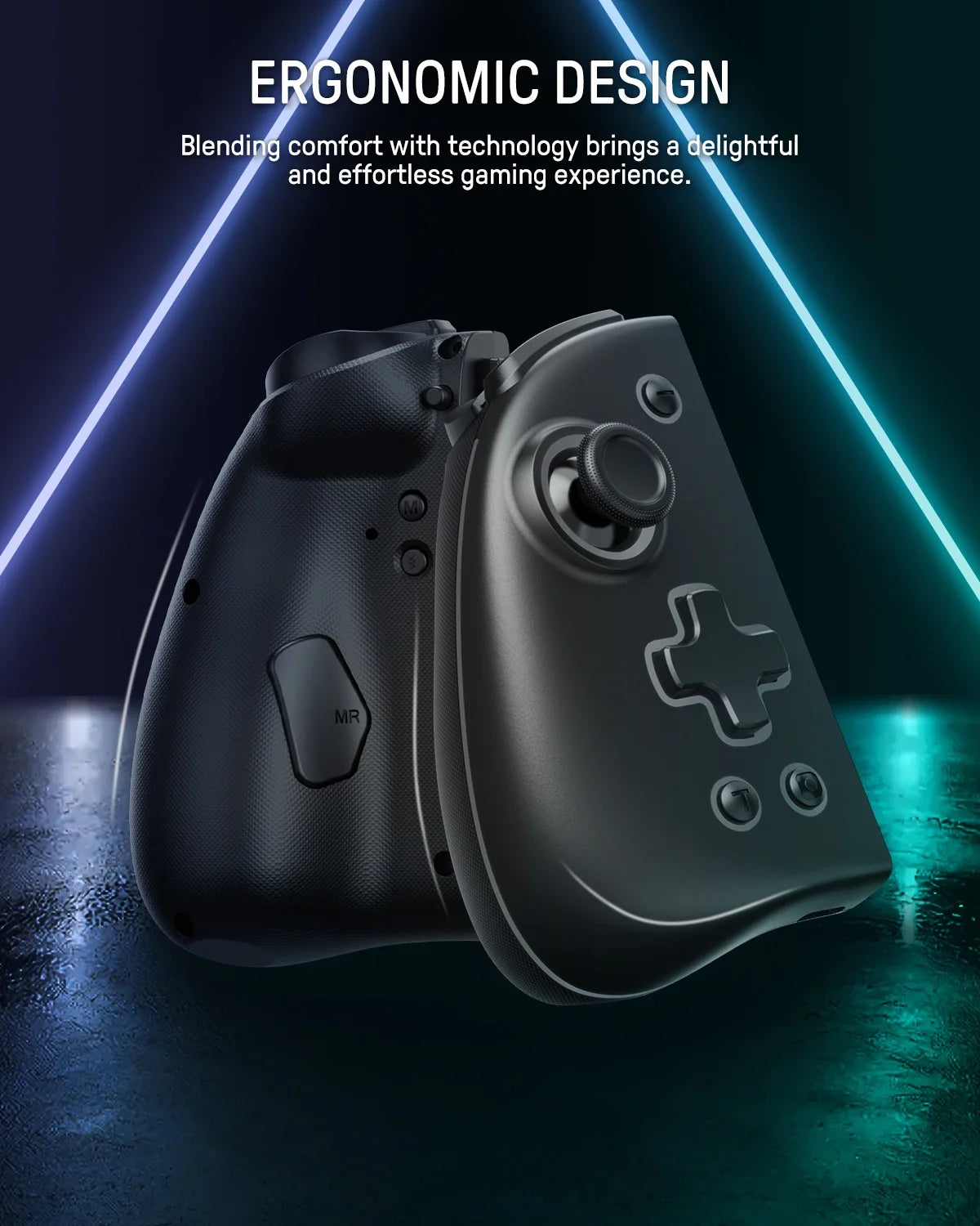 FUNLAB Luminous Controller Compatible with Nintendo Switch/OLED Ergonomic Joypad Controller for Handheld Mode with 7 LED Color