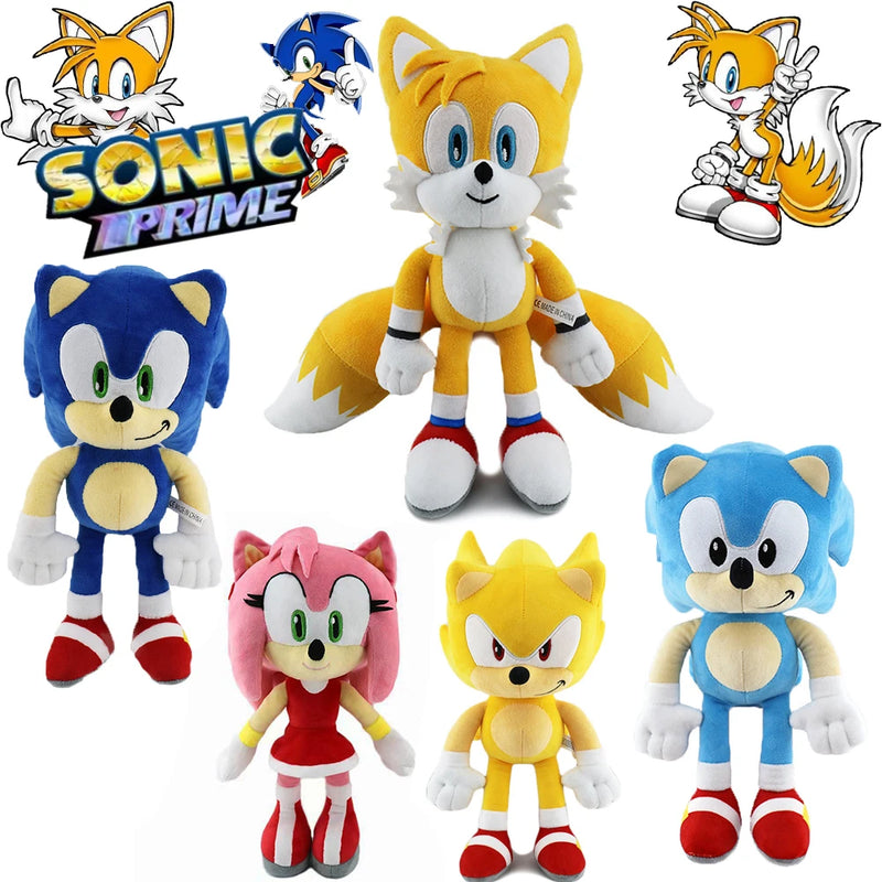 30CM High quality Sonic Plush Toy The Hedgehog Sonic Knuckles Tails Cute Cartoon Soft Stuffed Doll Birthday Gift for Children