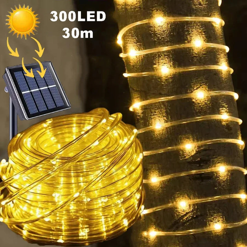 Solar String Tube Light PVC Soft Tube Outdoor Waterproof Copper Wire Light Courtyard Garden Decoration Atmosphere Flashing Light