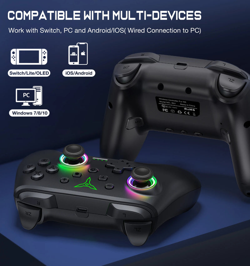 BEBONCOOL Wireless Bluetooth Controller For Nintendo Switch OLED/Lite/Android/ios Wired/Wireless Connection Pro Gamepad For PC