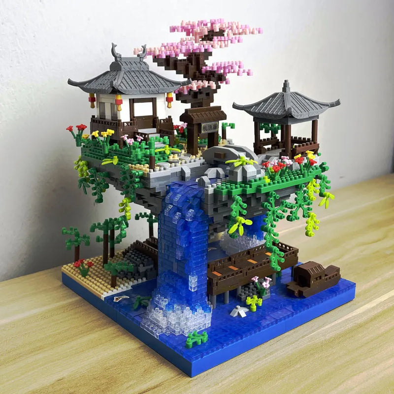 Taohuatan Lake Themed Micro Brick Building Blocks Set Adult Creative Toys Unique Chinese Landscape Model Bricks with LED Light