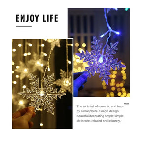 3.5M Christmas Lights LED Fairy String Lights Snowflake Curtain Garland Waterproof For Holiday Party Xmas Decoration 2024