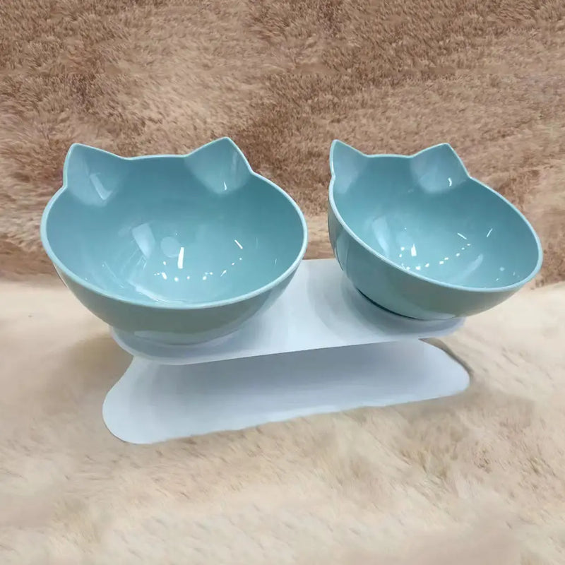 Non-Slip Cat Single Double Pet Bowls With Stand Food Feed And Water Bowls Inclination Stand Cats Feeders Feeding Kitten Supplies