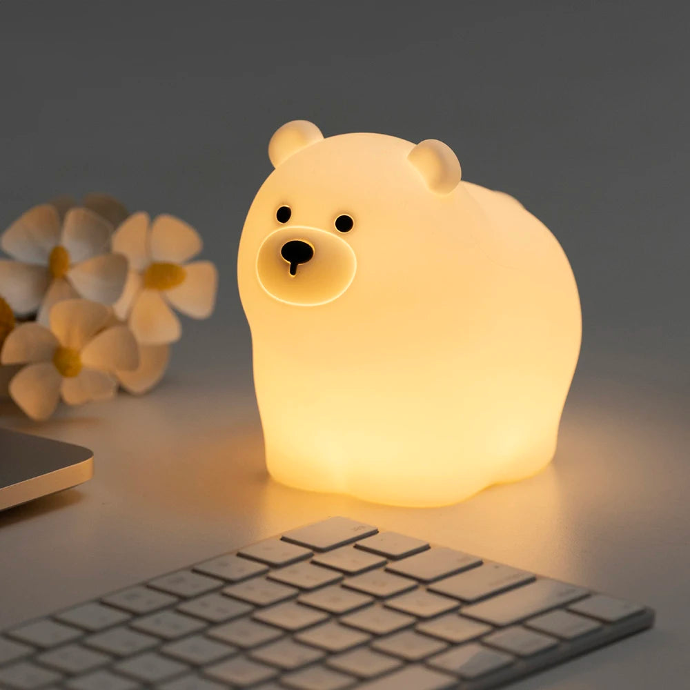 Cute Capybara Night Light Novelty 2 Levels Dimmable Nursery Snail Nightlight Rechargeable Touch Lamp for Kids Room Decor