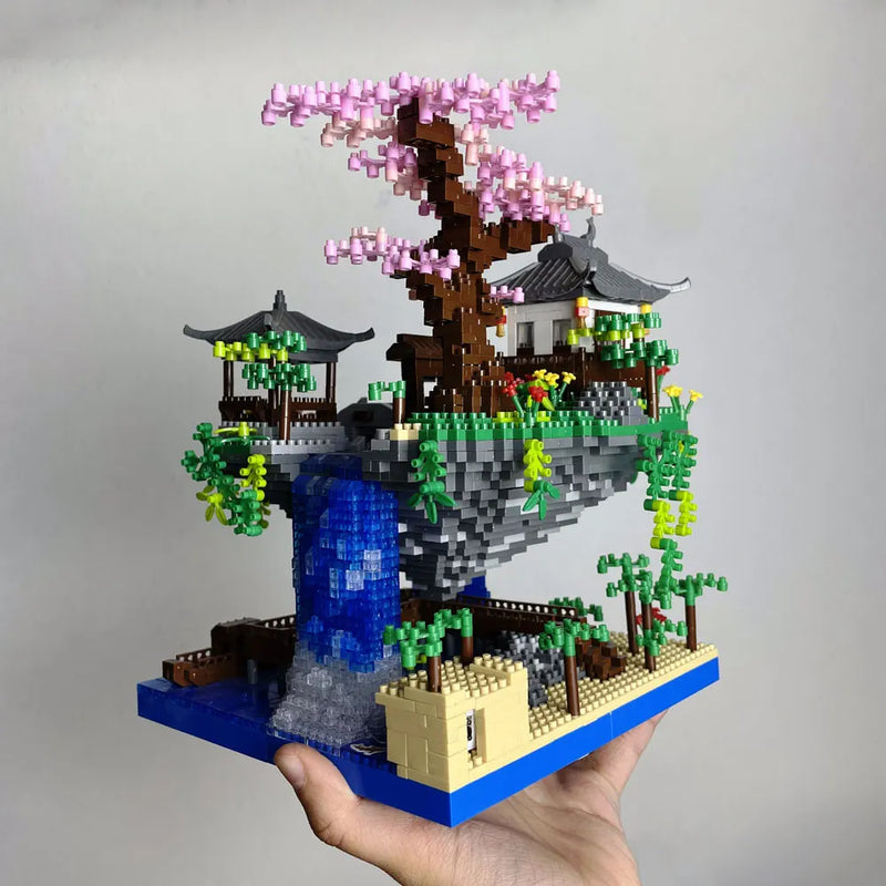 Taohuatan Lake Themed Micro Brick Building Blocks Set Adult Creative Toys Unique Chinese Landscape Model Bricks with LED Light