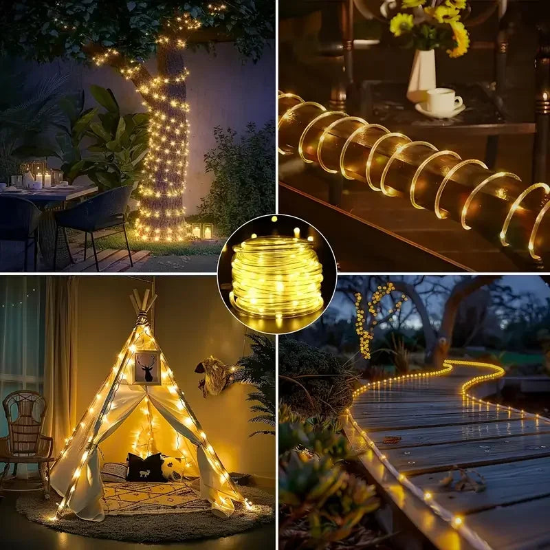 Solar String Tube Light PVC Soft Tube Outdoor Waterproof Copper Wire Light Courtyard Garden Decoration Atmosphere Flashing Light