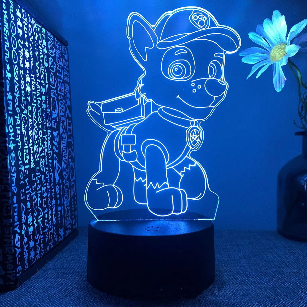 Dog Patrol 3D Night Light Touch Remote Control 16 Colors Auto Gradient LED Night Light Home Decoration Christmas Kids Gift