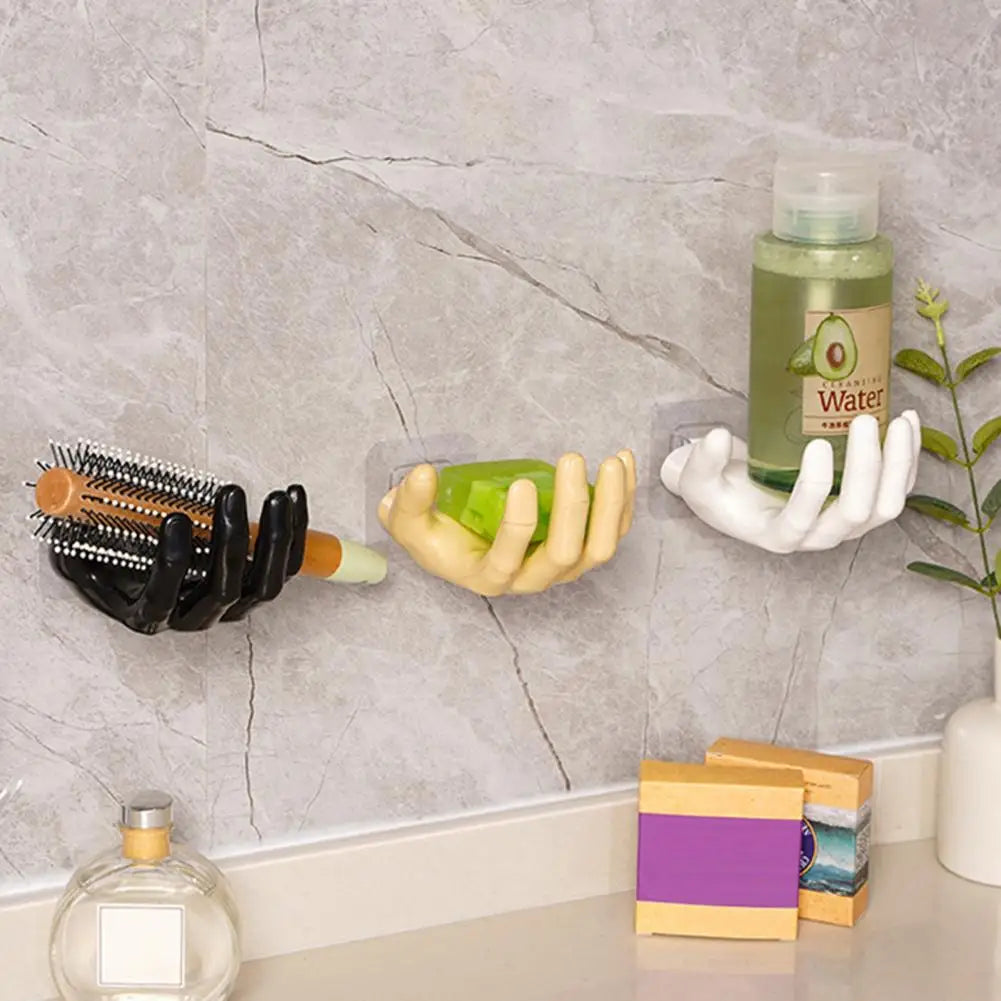 Funny Finger Palm Soap Dishes Holder Wall Hook Punch-free Hand Creative Decorative Resin Key Storage Soap Hook Bathroom