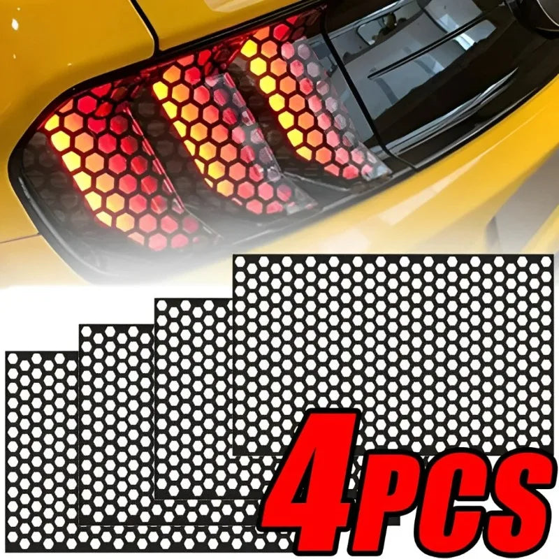 Car Rear Tail Light Lamp Stickers Universal Automotive Black Honeycomb Taillight Cover DIY Fog Light Smoke Film Decal Sticker