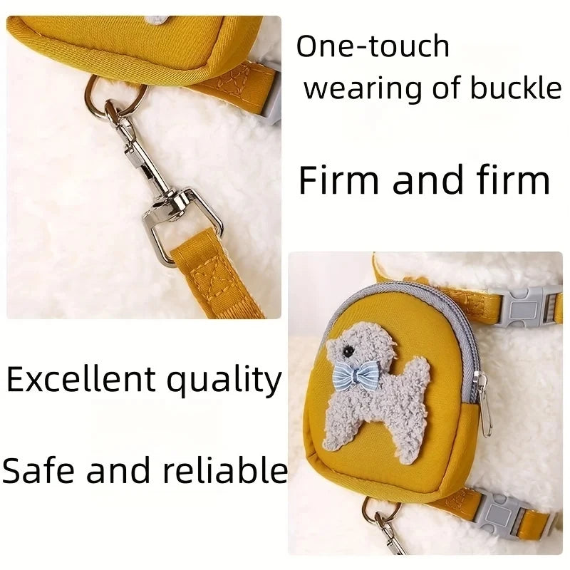 Adjustable Soft Pet Vest with Backpack and Leash for Small and Medium Dogs - Perfect for Outdoor Adventures and Carrying Treats