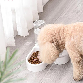 Double Feeder Automatic Water Drinking Pet Dog Cat Fountain And Stainless Steel Food Bowls Design For Dogs Cats