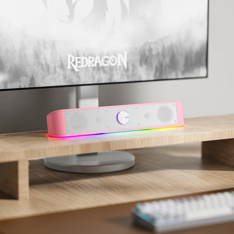 Redragon GS560 RGB Desktop Soundbar, 2.0 Channel Computer Speaker with Dynamic RGB Audio