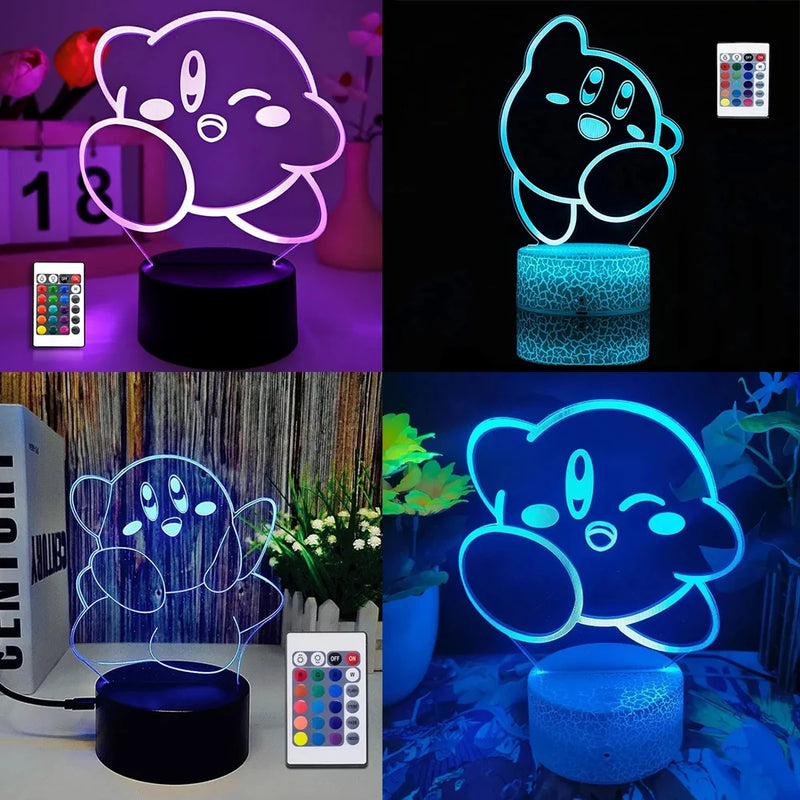 Kirby Light 3D Night Lamp Touch Sensor Atmosphere Lamp Bedroom Bedside Table Lamp Anime Figures Gift for Children Toy