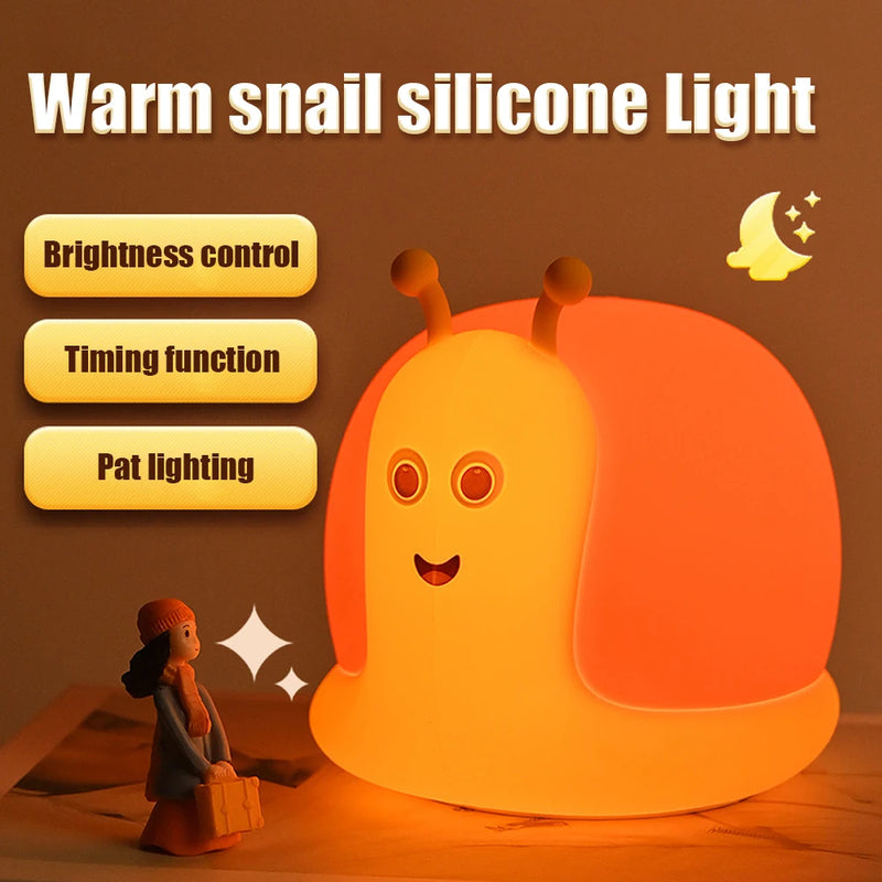 Cute Capybara Night Light Novelty 2 Levels Dimmable Nursery Snail Nightlight Rechargeable Touch Lamp for Kids Room Decor