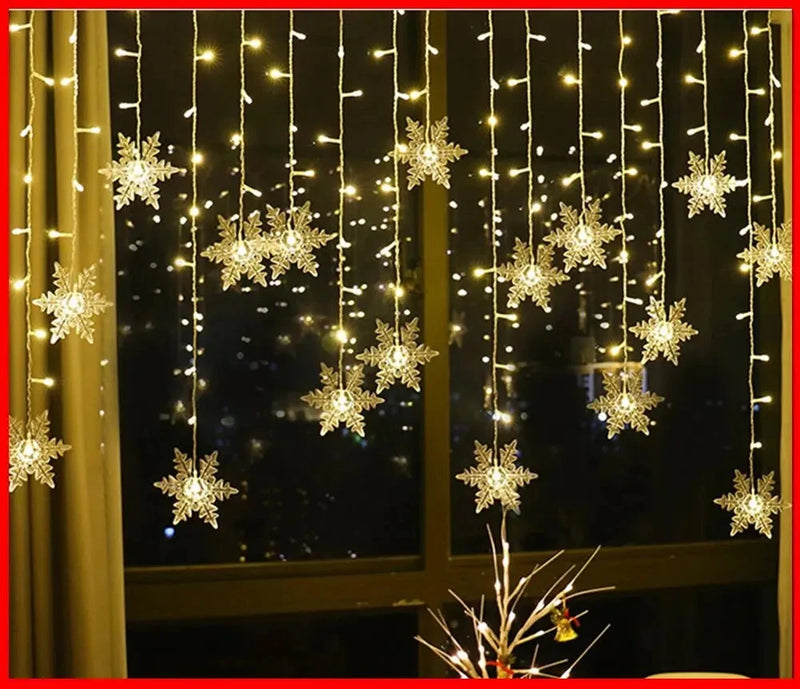 3.5M Christmas Lights LED Fairy String Lights Snowflake Curtain Garland Waterproof For Holiday Party Xmas Decoration 2024