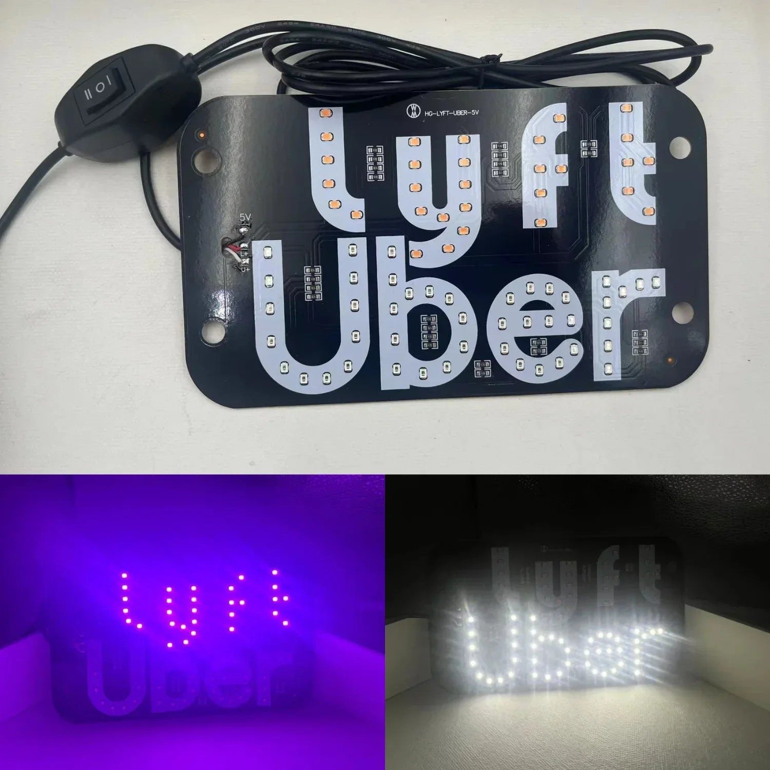 ZN Light Sign for Car with USB Plug 12V Charge, Blue Glowing, 7.4" Car LED Light Sign for Easy Nighttime Passenger Location