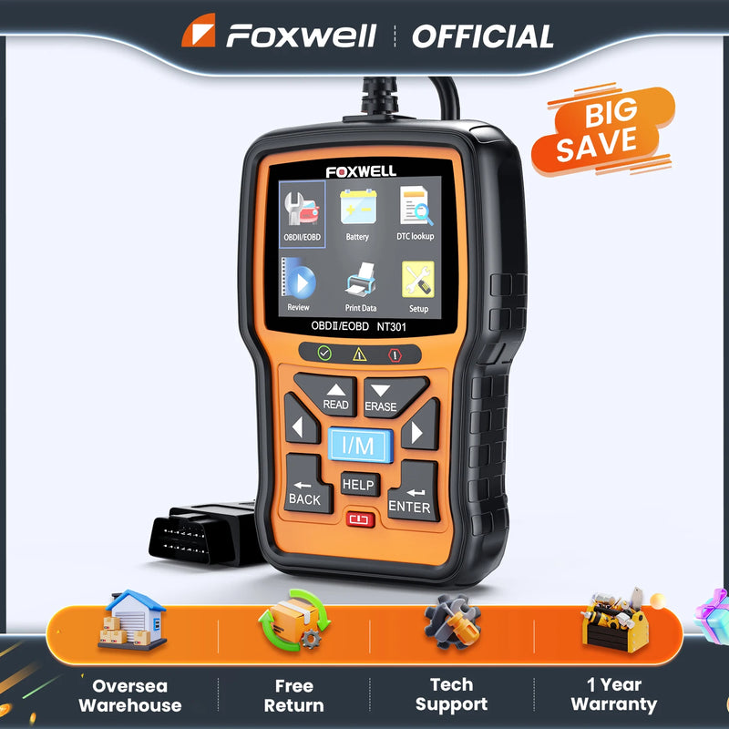 FOXWELL NT301 OBD2 Scanner Check Engine Code Reader Professional ODB2 OBD2 Automotive Scanner Car Diagnostic Tools PK ELM327