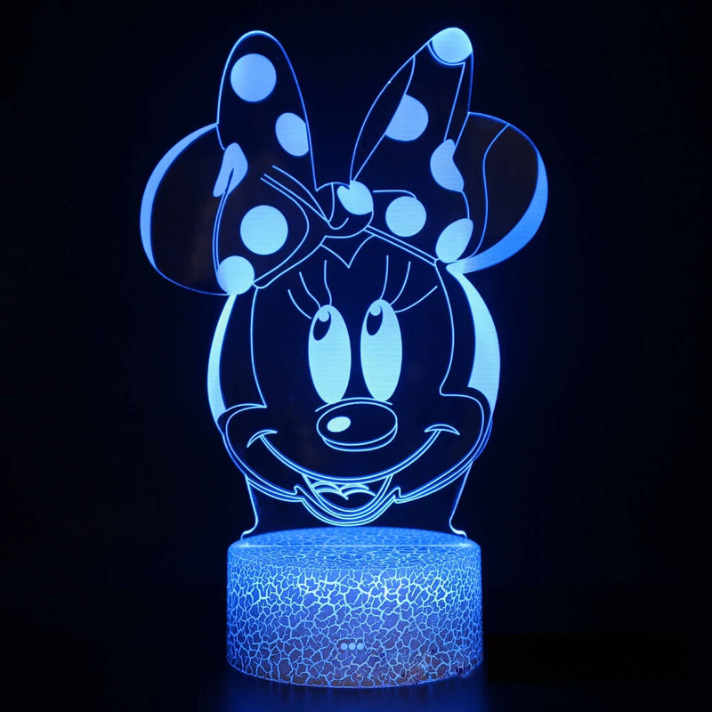 Disney Cartoon 3D Night Light Minnie Mickey Mouse Acrylic Touch 3D illusion Lamp Bedroom Decorative Table Lamp Child Toys Gifts