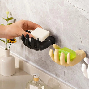 Funny Finger Palm Soap Dishes Holder Wall Hook Punch-free Hand Creative Decorative Resin Key Storage Soap Hook Bathroom