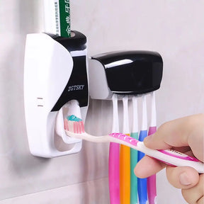 Hot Sale Automatic Toothpaste Dispenser Family Toothbrush Holder Wall Mount Rack Bathroom Tools Set