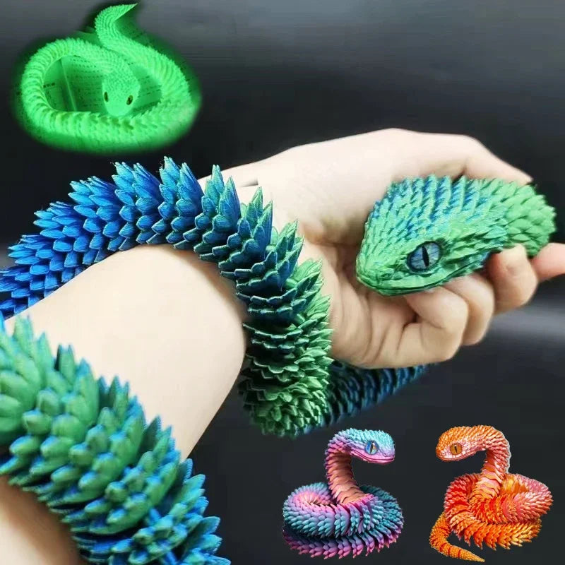 3D Printed Snake Movable Joint Fidget Toy Figurine Simulation Snake Office Desktop Ornament 2025 New Year Gifts Crafts Gift