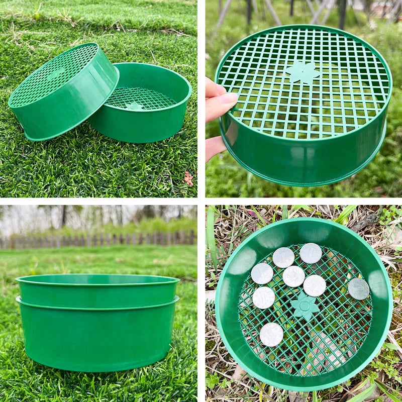 Green Round Garden Sieve Plastic Riddle Stone Sand Seedling Mesh Garden Tool Soil Gardening Screen Seedling Cultivation Network