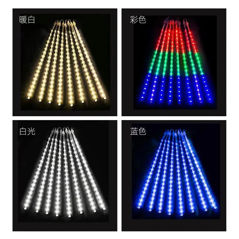 30CM LED Meteor Shower Rain Lights Waterproof Falling Raindrop Fairy String Light for Christmas Holiday Party Patio Decor