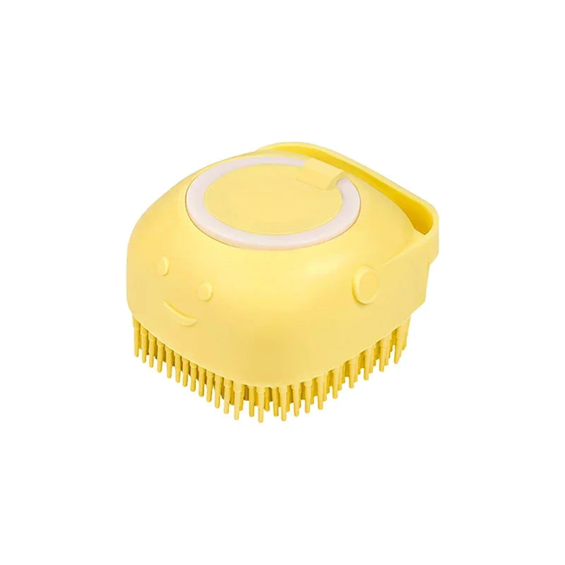 Dog Bathing Brush Pet Massage Brush Shampoo Dispenser Soft Silicone Brush Rubber Bristle for Dogs and Cats Shower Grooming Tool