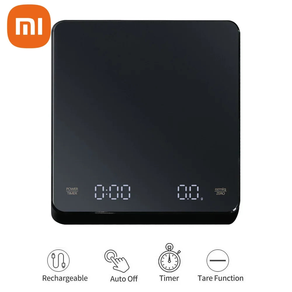 Xiaomi Mijia Digital Coffee Scale Timer LED Screen Espresso USB 3kg Max.0.1g High Precision Measures in Oz/ml/g Kitchen Scale