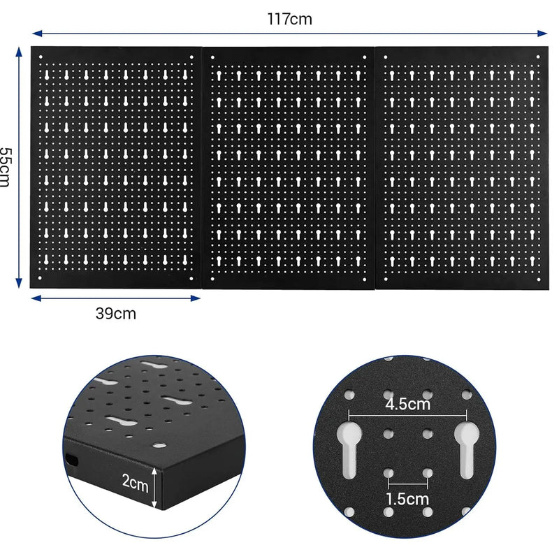 117x55cm Metal Pegboard Wall Organizer with Hooks 17PCS Kit, Garage Storage Bins, and Panel Tool Organizer Pegboard Wall Control