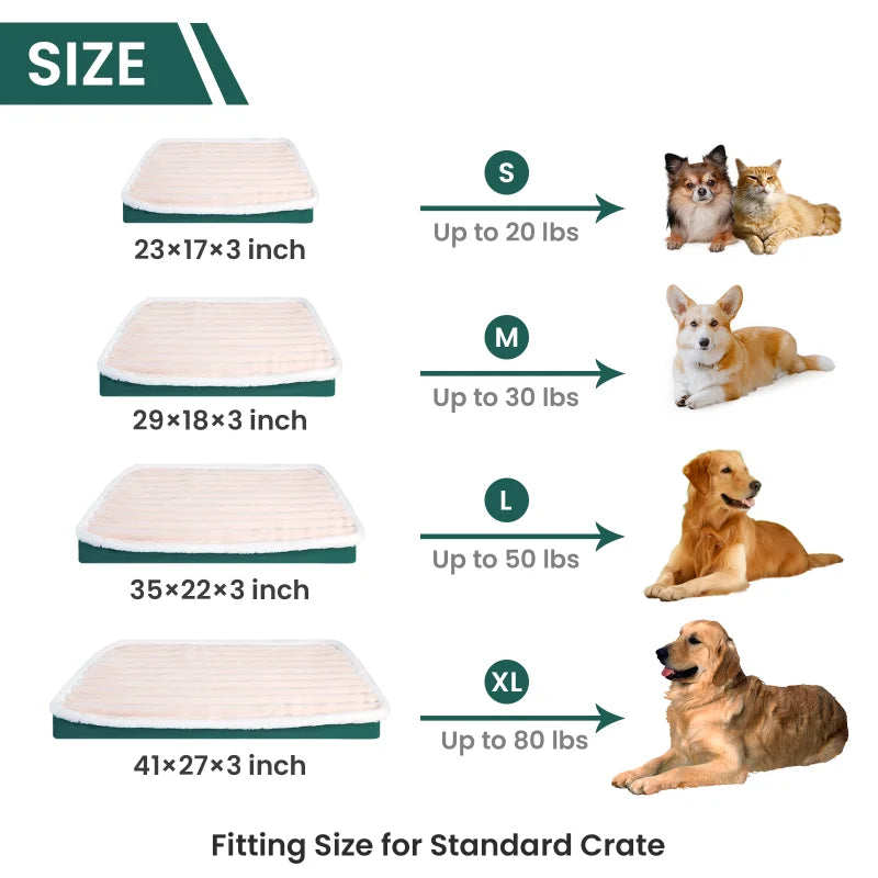 Dog Bed Mat with Zipper Remolvable Pet Mattress for Dog Sleeping Mat Washable Dog Mattress Pet Pad Cushion for Small Medium Pet