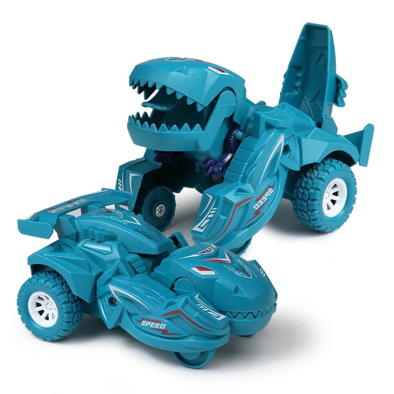 2 IN 1 Dinosaur Deformation Car Model Toy For Boys One Step Action Collision Transformation Mini Vehicles Toy Gift for Children