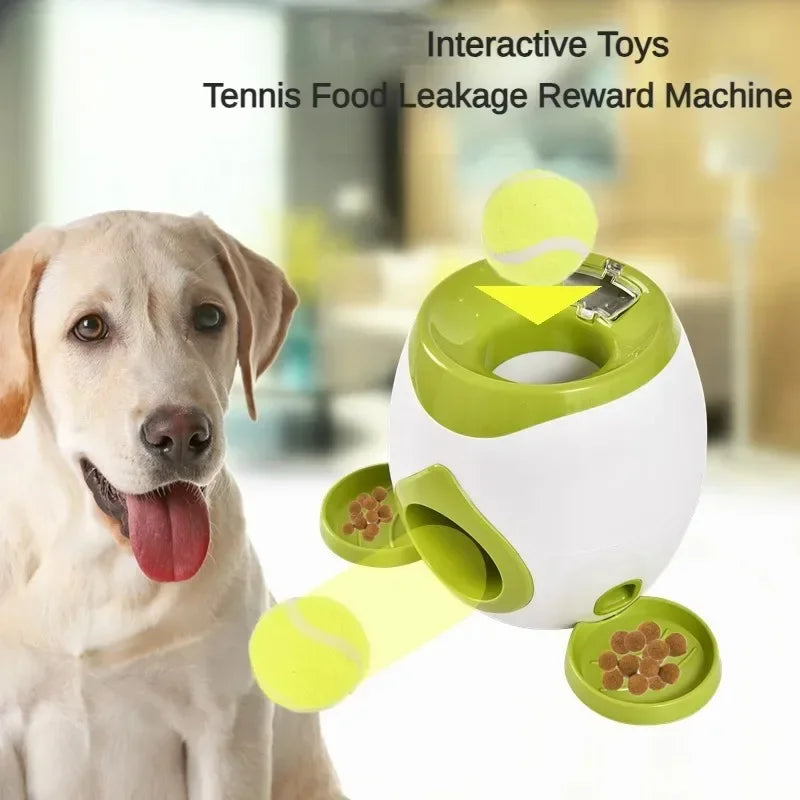 2-in-1 Pet Interactive Toy Dog Tennis Throwing Training Reward Machine Fun Feeding Machine Automatic Feeder Pet Supplies