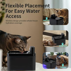 2.2L Automatic Wireless Cat Water Fountain USB Pet Drinker Battery & Sensor 2 in 1 Dispenser drinking fountain for cat dog