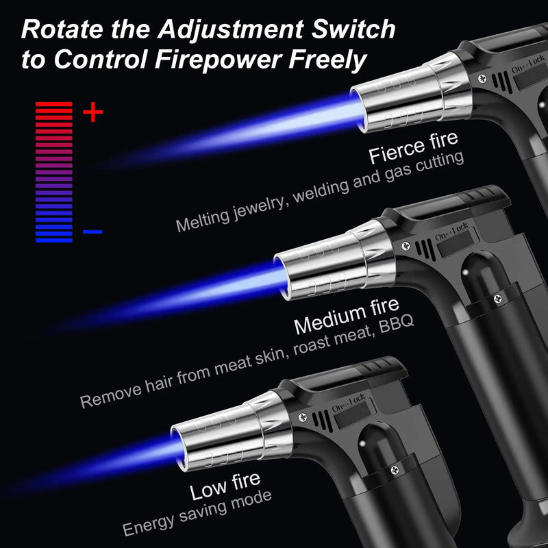 Butane Gas Lighter Refillable Adjustable Flame Lighter Chef Cooking Torch Outdoor Windproof BBQ Ignition Picnic Survival Tool