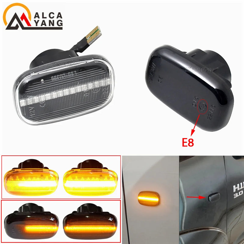 2pcs Dynamic Led Side Marker Flowing Turn Signal Light Panel Lamp for Toyota Corolla E10/E11/E12 Yaris Verso Hilux Surf N21 RX