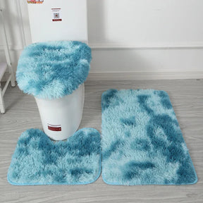 Tie-dye Fur Carpet Toilet Three-piece Non-slip Mat Bathroom Absorbent Set