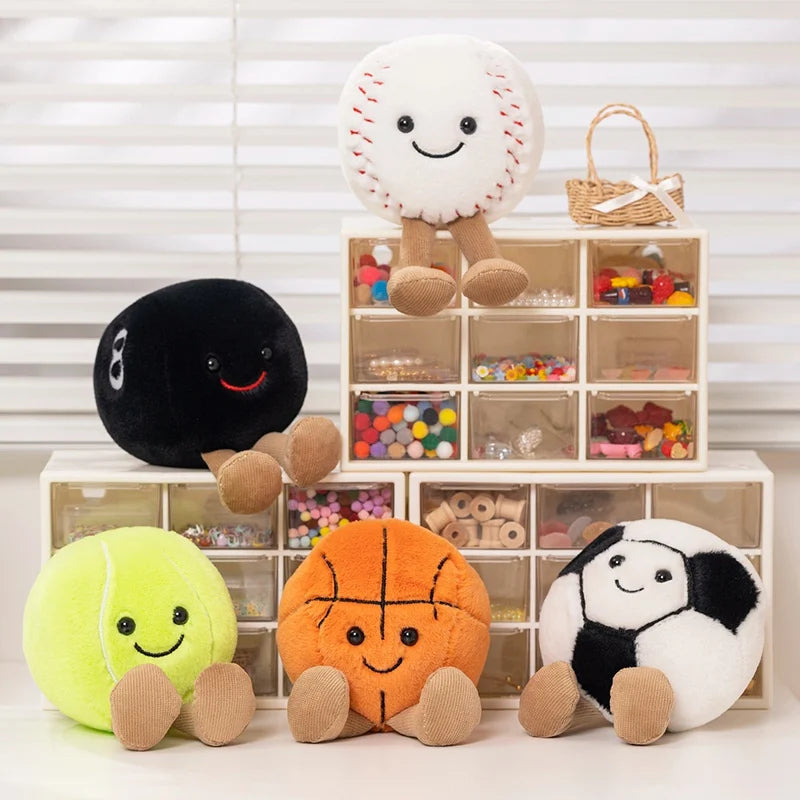 Doll With Feet Plush Doll Toys Soft Stuffed Baseball Basketball Football Sports Ball Play Tennis Soccer Fun Home Plush Ornament