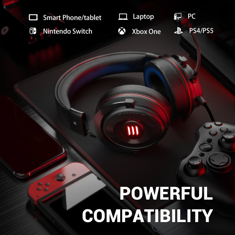 EKSA Gaming Headset Gamer Wired PC USB 3.5mm XBOX/ PS4 Headphone with Microphone 7.1 Surround Sound For Computer Laptop